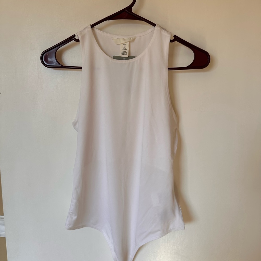 H&M White Sleeveless Bodysuit Tank Top